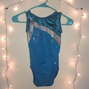 Blue gymnastics leotard